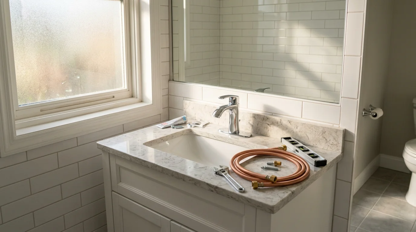 Modern bathroom remodel with new fixtures and plumbing in Ocala home