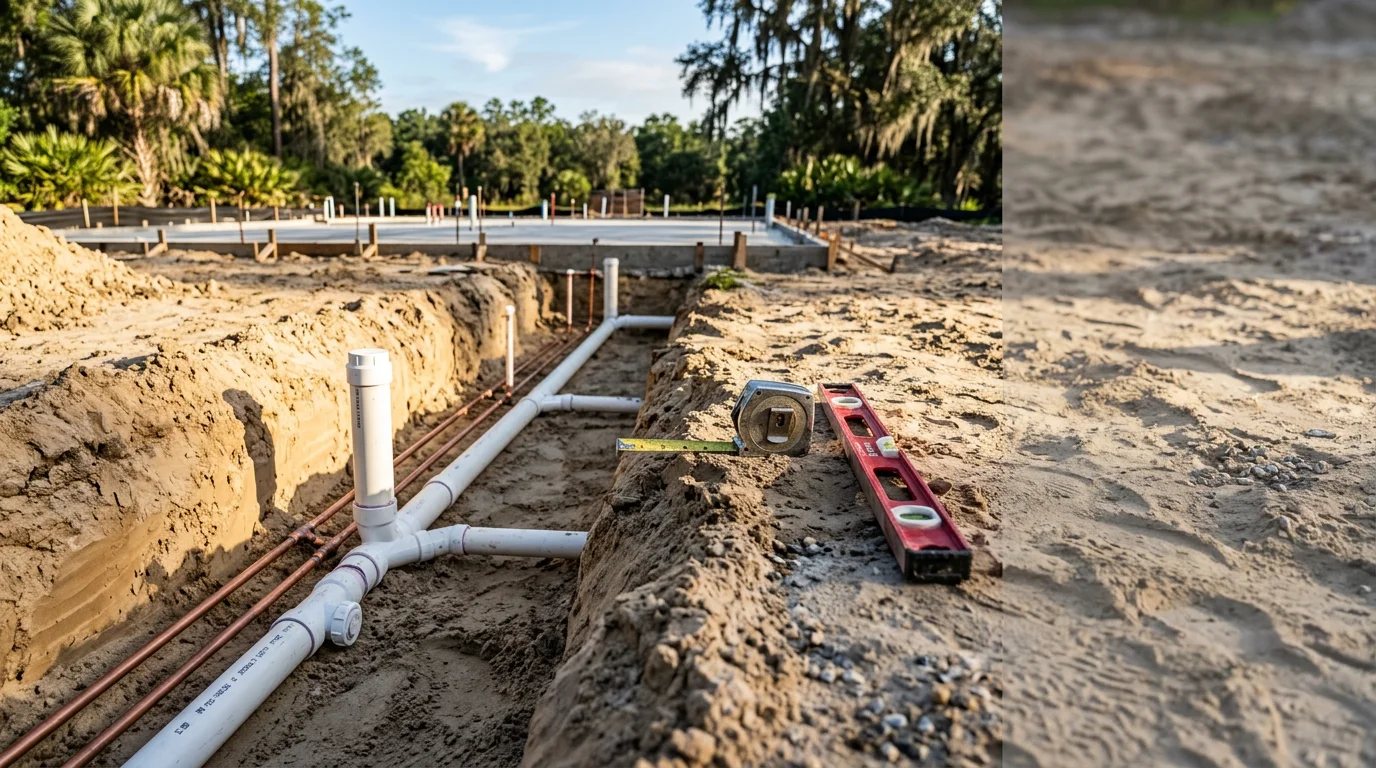 New construction plumbing installation and site preparation in Ocala area