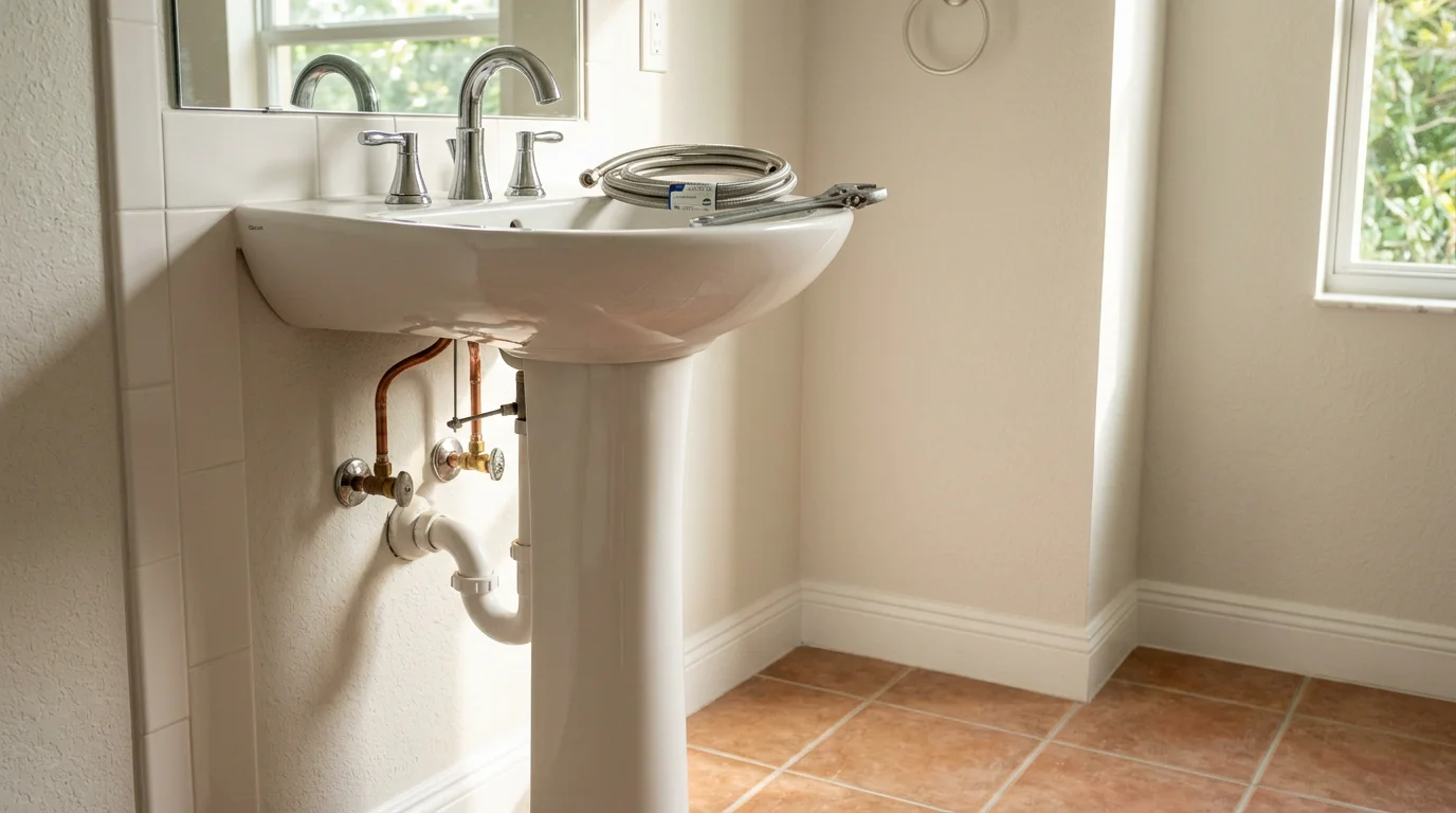 Licensed plumber working on residential plumbing system in Ocala home